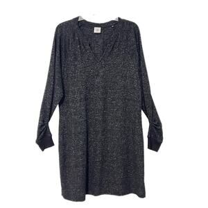 Cabi Womens Sweater Dress Size Large Long Ruched Sleeves Black Heather Relaxed